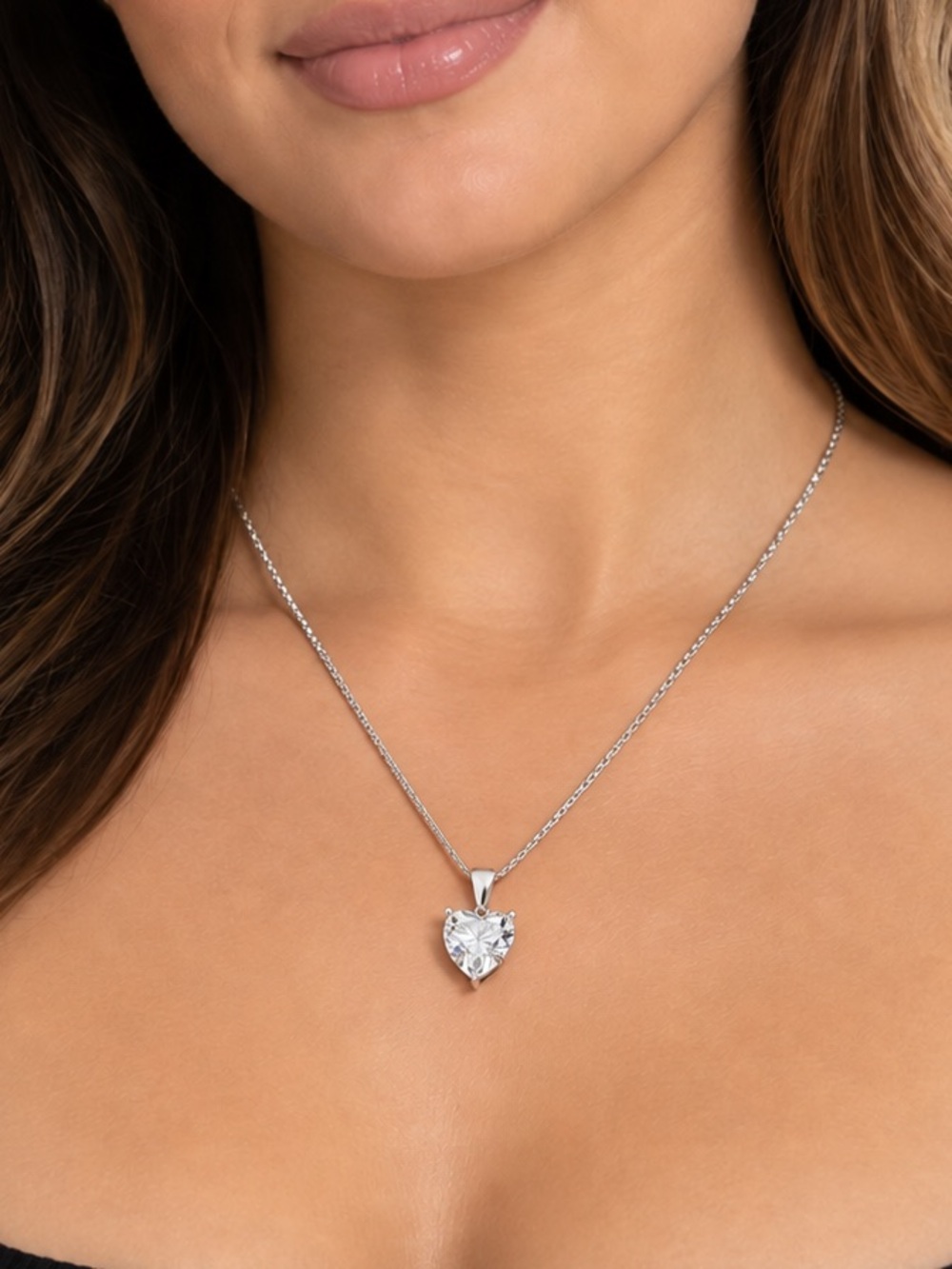 Luxury 2.0 CT Moissanite Diamond 925 Sterling Silver‎ Heart Pendant Necklace